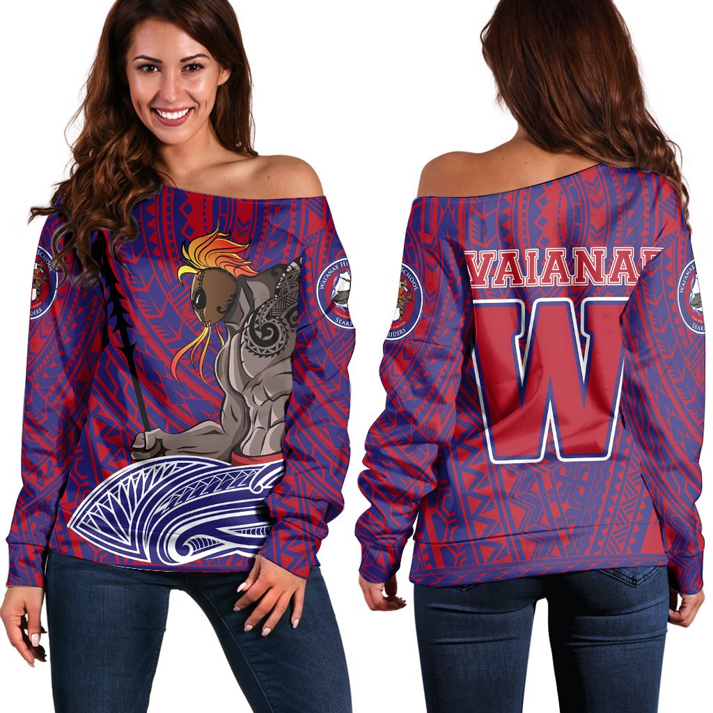 Hawaii Sweatshirt - Waianae Women's Off Shoulder Sweatshirt AH Red - Polynesian Pride