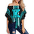 Hawaii - Kapolei High Football Jersey Off Shoulder Waist Wrap Top - AH Female Turquoise - Polynesian Pride