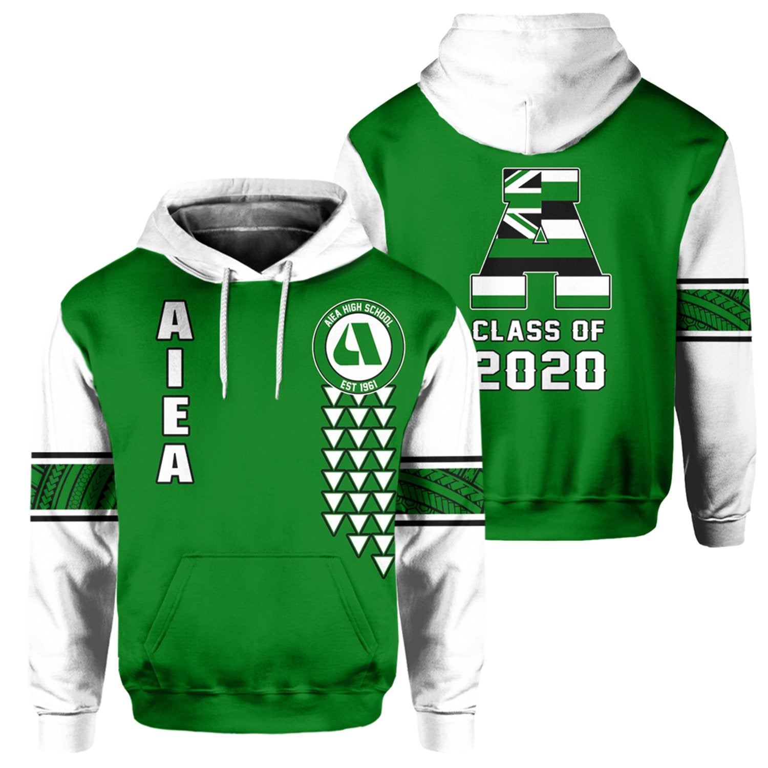 Custom Hawaii Hoodie Aiea High Custom Your Class Pullover Hoodie Unisex Green - Polynesian Pride