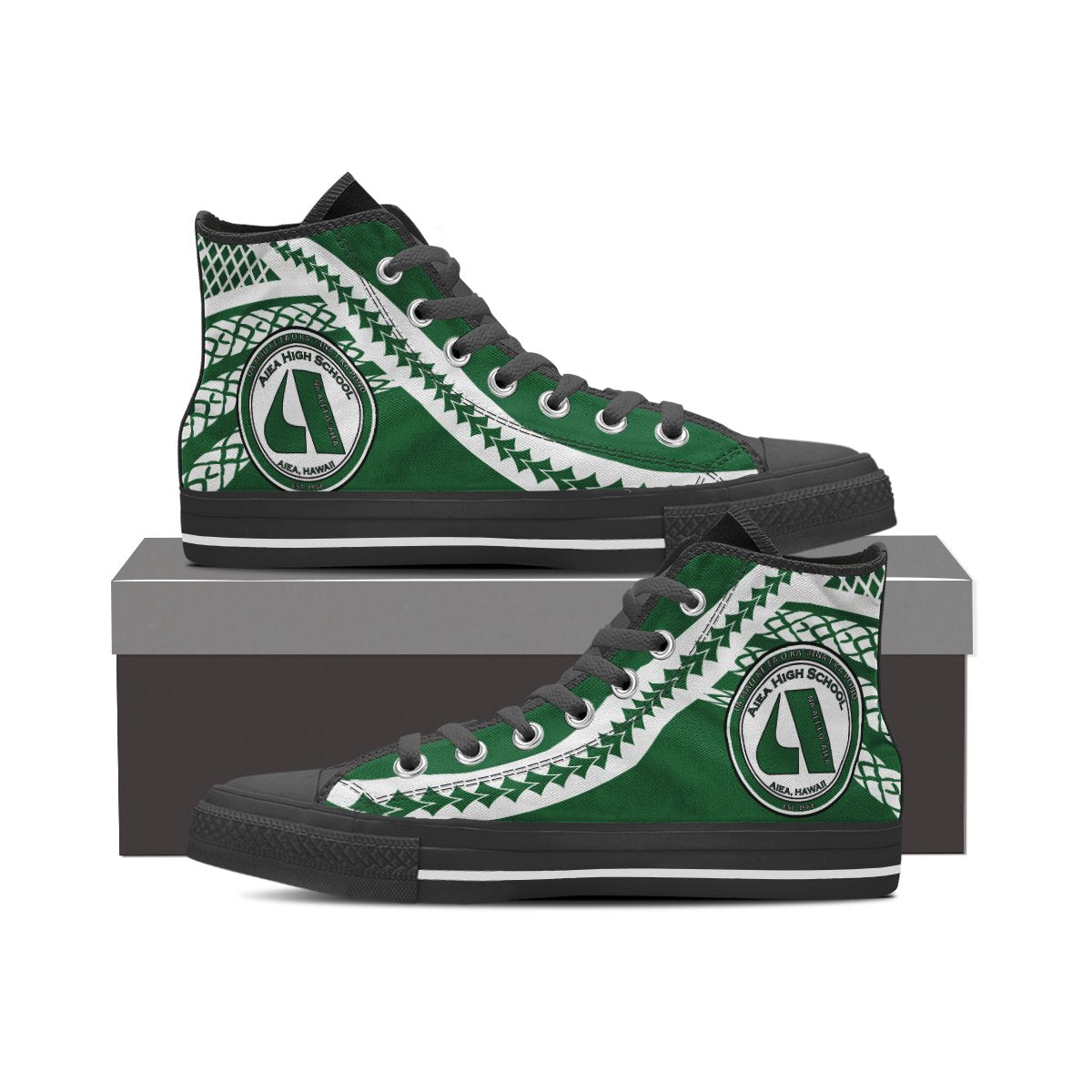 Hawaii - Aiea High - High Top Shoes - AH Black - Polynesian Pride