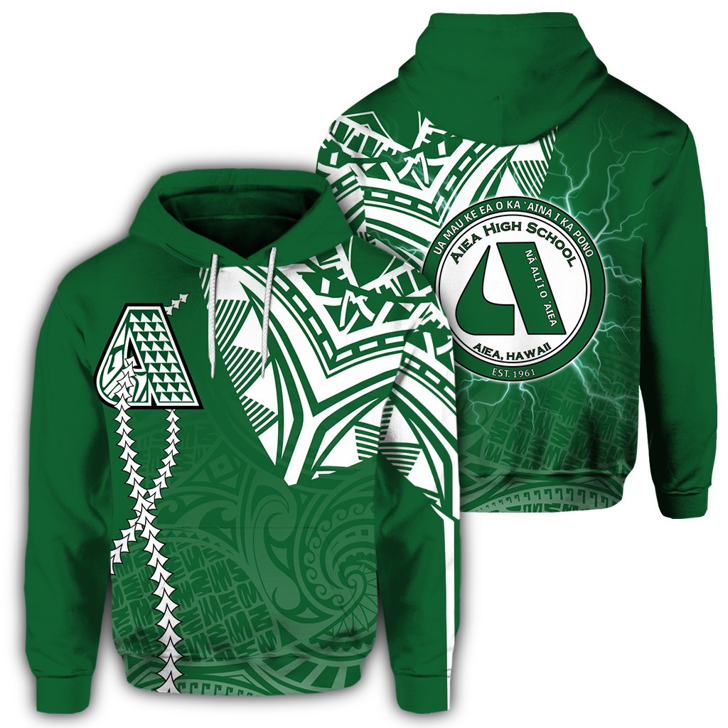 Hawaii Hoodie Aiea High Pullover Hoodie Forc Style Unisex Green - Polynesian Pride