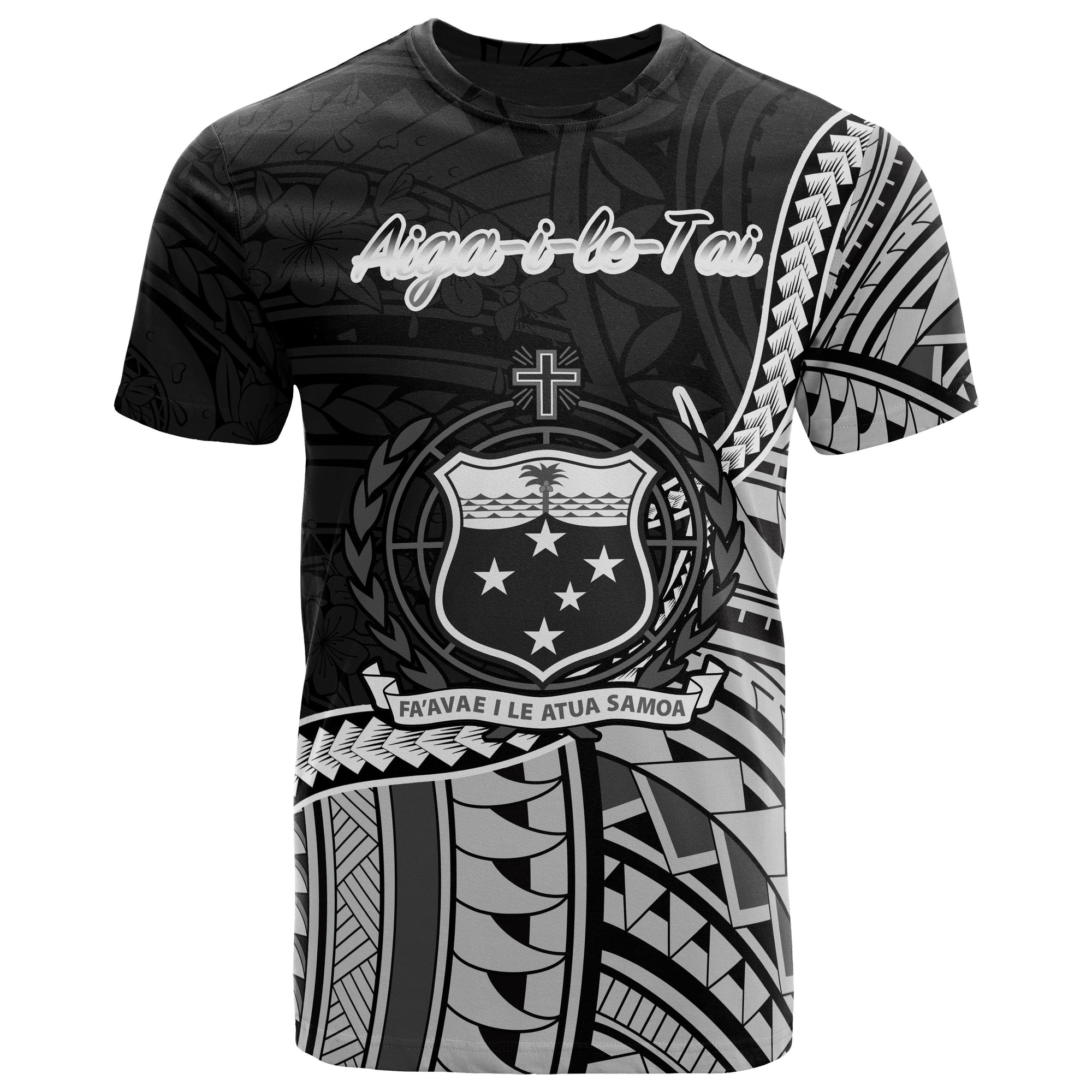 Samoa T Shirt Aiga i le Tai Polynesian Patterns Unisex Black - Polynesian Pride