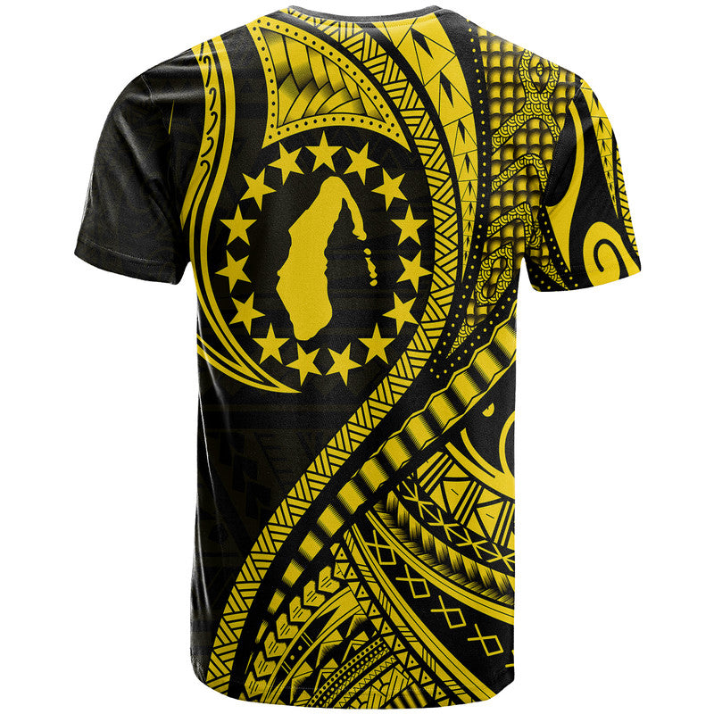 Aitutaki Cook Islands T Shirt Gold Polynesian Wave Style LT9 - Polynesian Pride