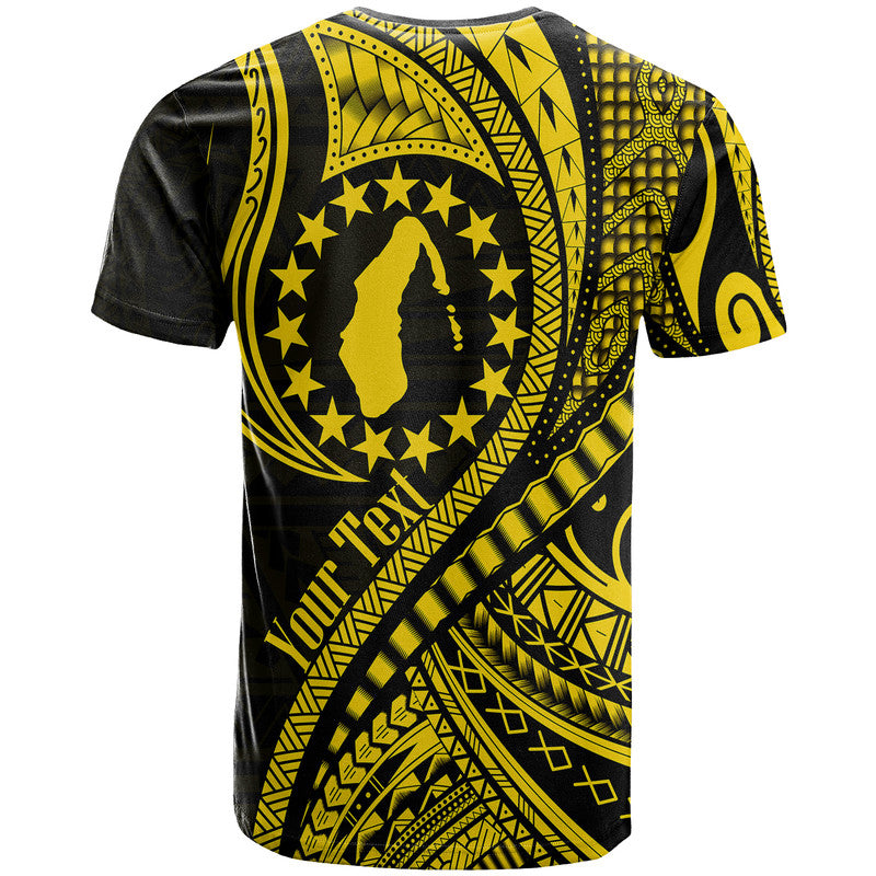 Custom Aitutaki Cook Islands T Shirt Gold Polynesian Wave Style LT9 - Polynesian Pride