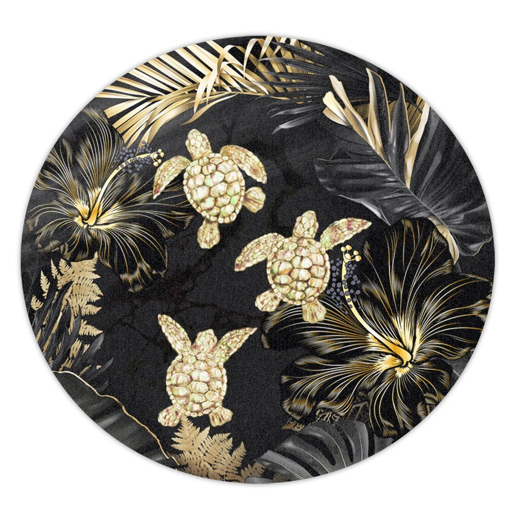 Hawaiian - Golden Tropical Turtle Round Carpet AH Round Carpet Luxurious Plush - Polynesian Pride