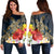 Hawaiian - Hawaii Honu Hibiscus Galaxy Women's Off Shoulder Sweater - AH Black - Polynesian Pride