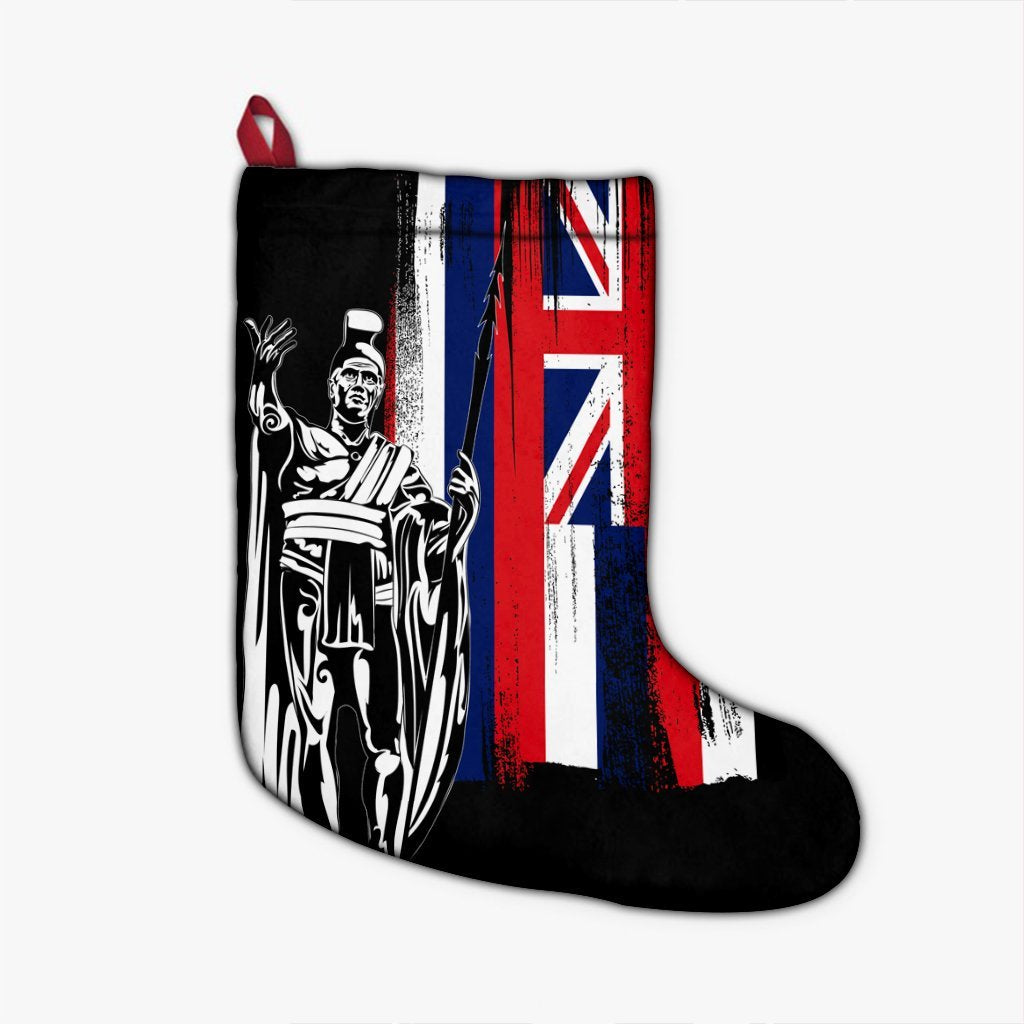 Hawaiian - Hawaii King Flag Christmas Stocking - AH Christmas Stocking 26 X 42 cm Black - Polynesian Pride