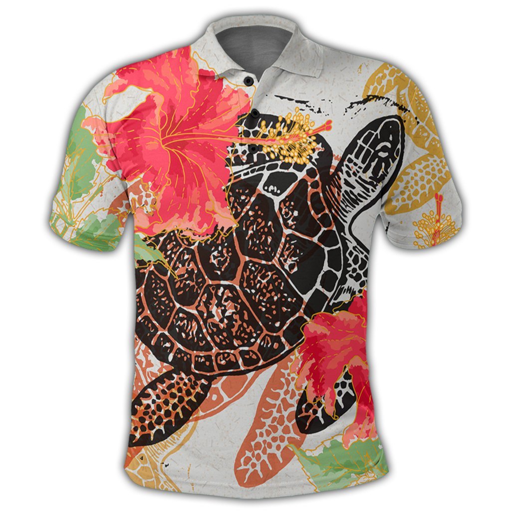 Hawaiian Hawaii Turtle Art Hibiscus Polo Shirt - Polynesian Pride