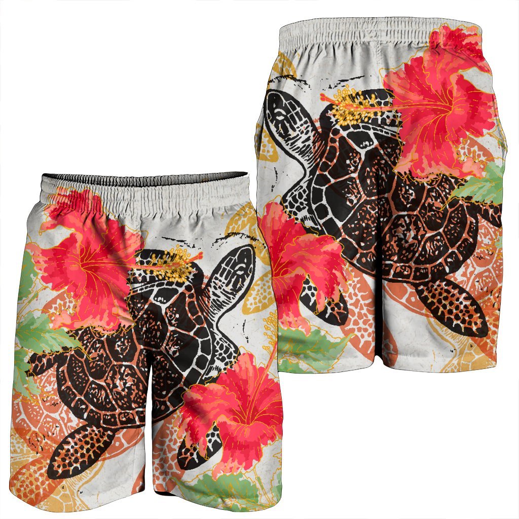 Hawaiian - Hawaii Turtle Art Hibiscus Men's Shorts - AH - Polynesian Pride