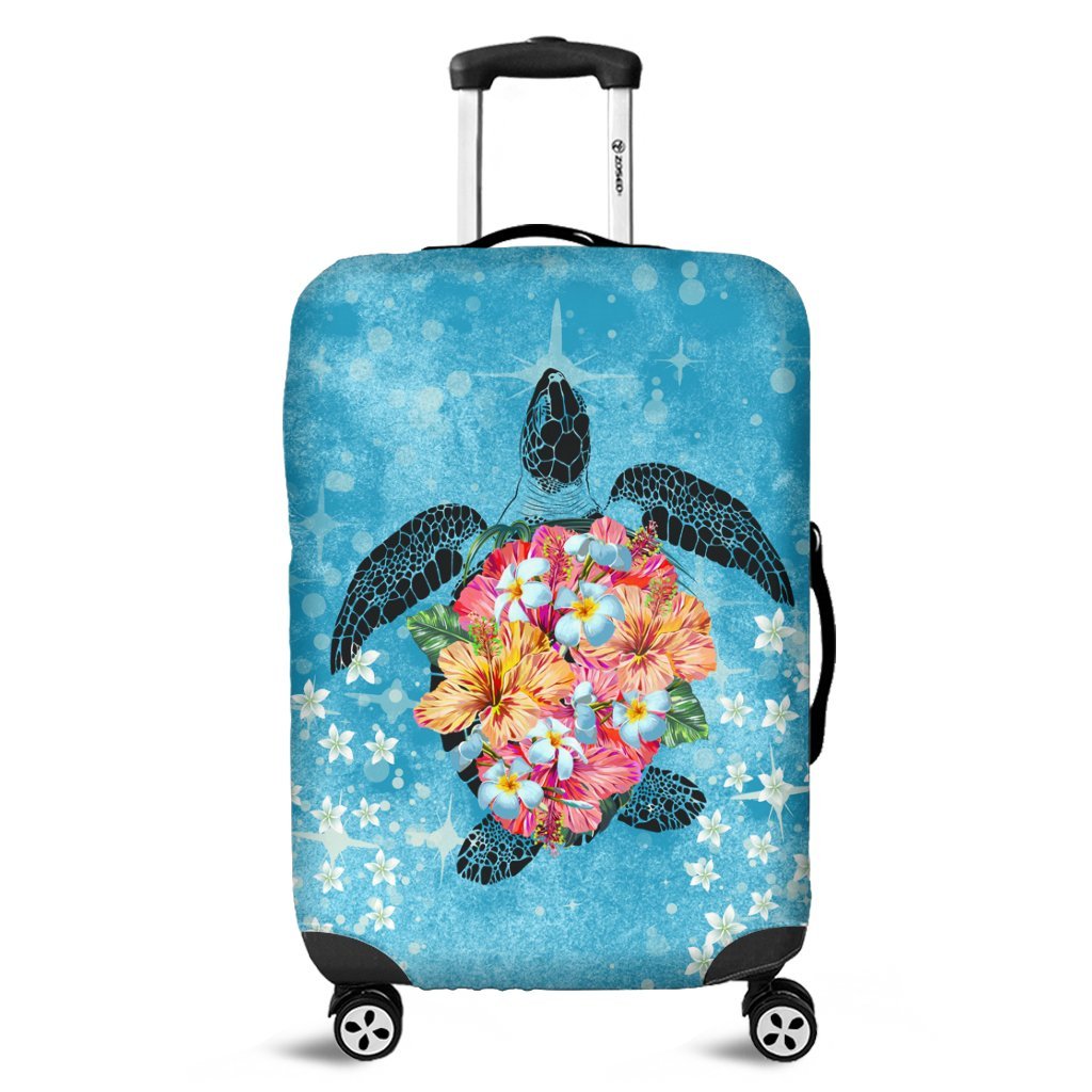 Hawaiian - Hawaii Turtle Hibiscus Plumeria Luggage Covers - AH Black - Polynesian Pride