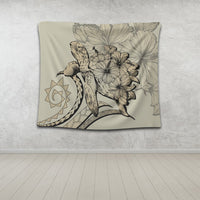 Hawaiian - Hawaii Turtle Hibiscus Polynesian Vintage Tapestry - Beige - AH - Polynesian Pride