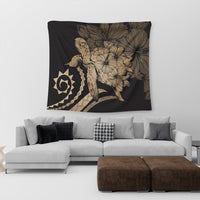 Hawaiian - Hawaii Turtle Hibiscus Polynesian Vintage Tapestry - Gold - AH - Polynesian Pride