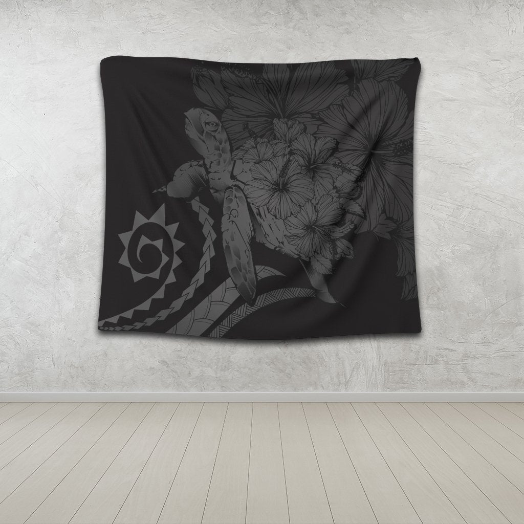 Hawaiian - Hawaii Turtle Hibiscus Polynesian Vintage Tapestry - Gray - AH - Polynesian Pride