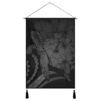 Hawaiian - Hawaii Turtle Hibiscus Polynesian Vintage Hanging Poster - Gray - AH Hanging Poster Cotton And Linen - Polynesian Pride