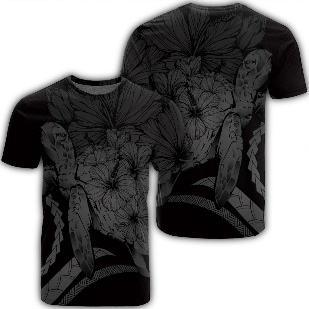 Hawaiian Hawaii Turtle Hibiscus Polynesian Vintage T Shirt Gray Unisex Black - Polynesian Pride