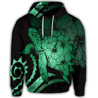 Hawaiian Hoodie Hawaiian Turtle Hibiscus Polynesian Vintage Hoodie Green - Polynesian Pride