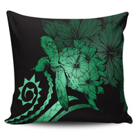 Hawaiian - Hawaii Turtle Hibiscus Polynesian Vintage Pillow Covers - Green - AH Pillow Covers Black - Polynesian Pride