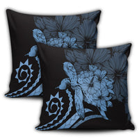 Hawaiian - Hawaii Turtle Hibiscus Polynesian Vintage Pillow Covers - Pastel Blue - AH - Polynesian Pride
