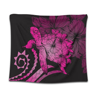 Hawaiian - Hawaii Turtle Hibiscus Polynesian Vintage Tapestry - Pink - AH Wall Tapestry Black - Polynesian Pride