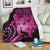 Hawaii Blanket - Hawaii Turtle Hibiscus Polynesian Vintage Premium Blankets - Pink - AH White - Polynesian Pride