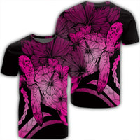 Hawaiian Hawaii Turtle Hibiscus Polynesian Vintage T Shirt Pink Unisex Black - Polynesian Pride