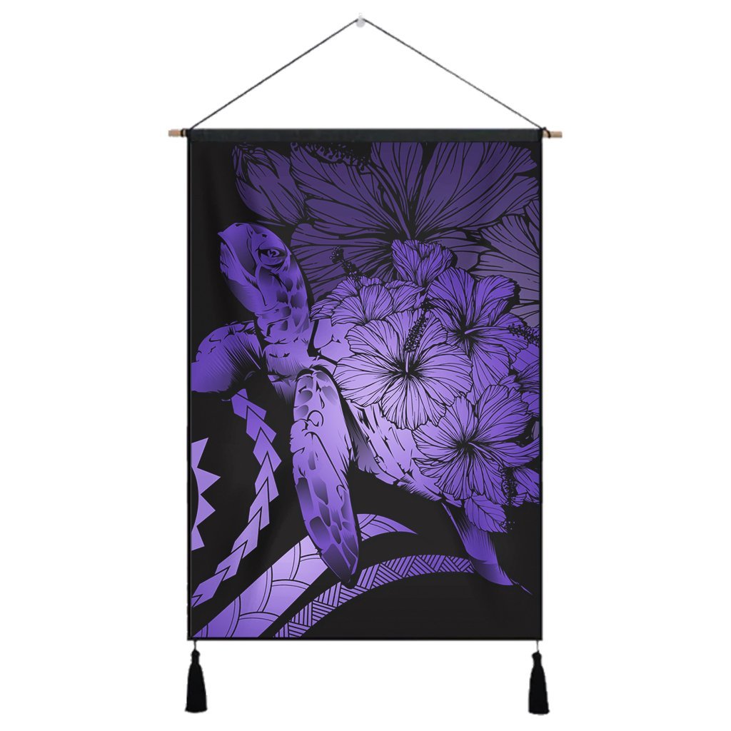 Hawaiian - Hawaii Turtle Hibiscus Polynesian Vintage Hanging Poster - Purple - AH Hanging Poster Cotton And Linen - Polynesian Pride