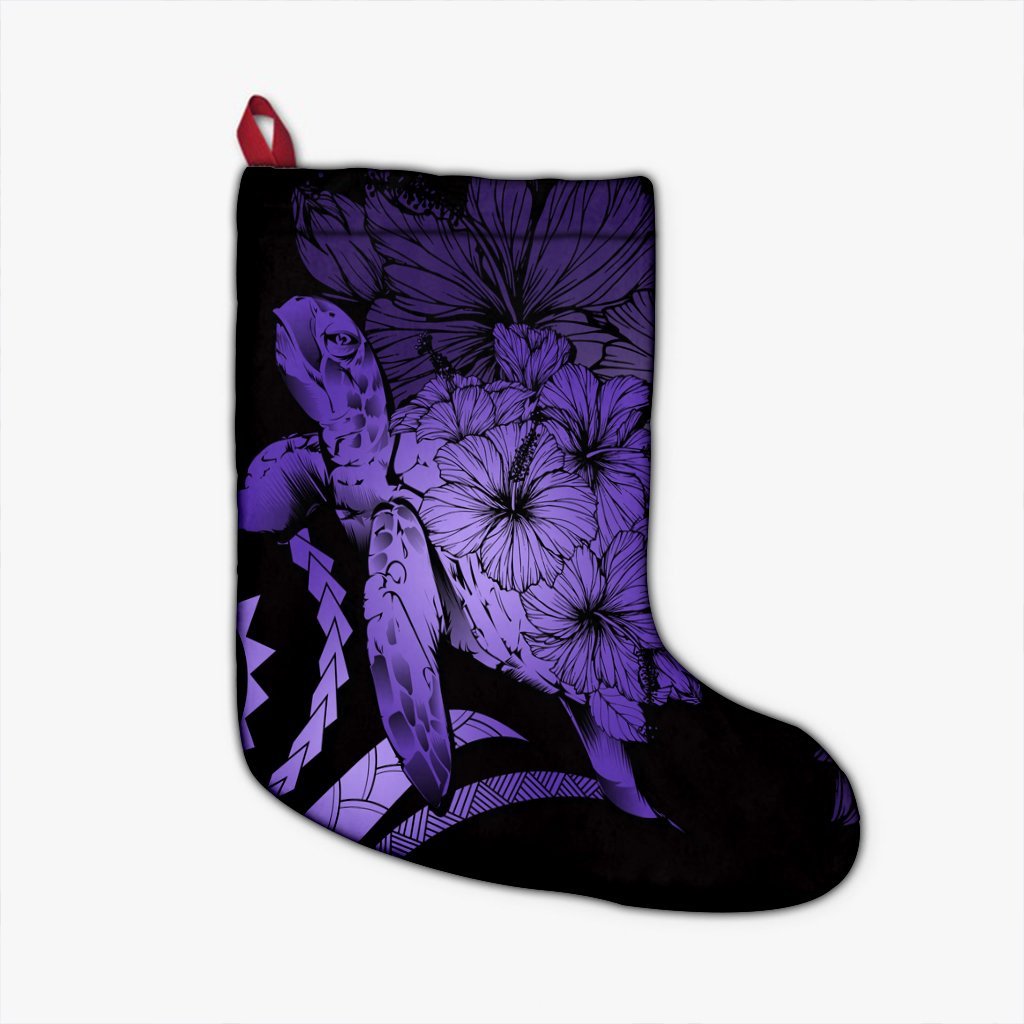 Hawaiian - Hawaii Turtle Hibiscus Polynesian Vintage Christmas Stocking - Purple - AH Christmas Stocking 26 X 42 cm Black - Polynesian Pride