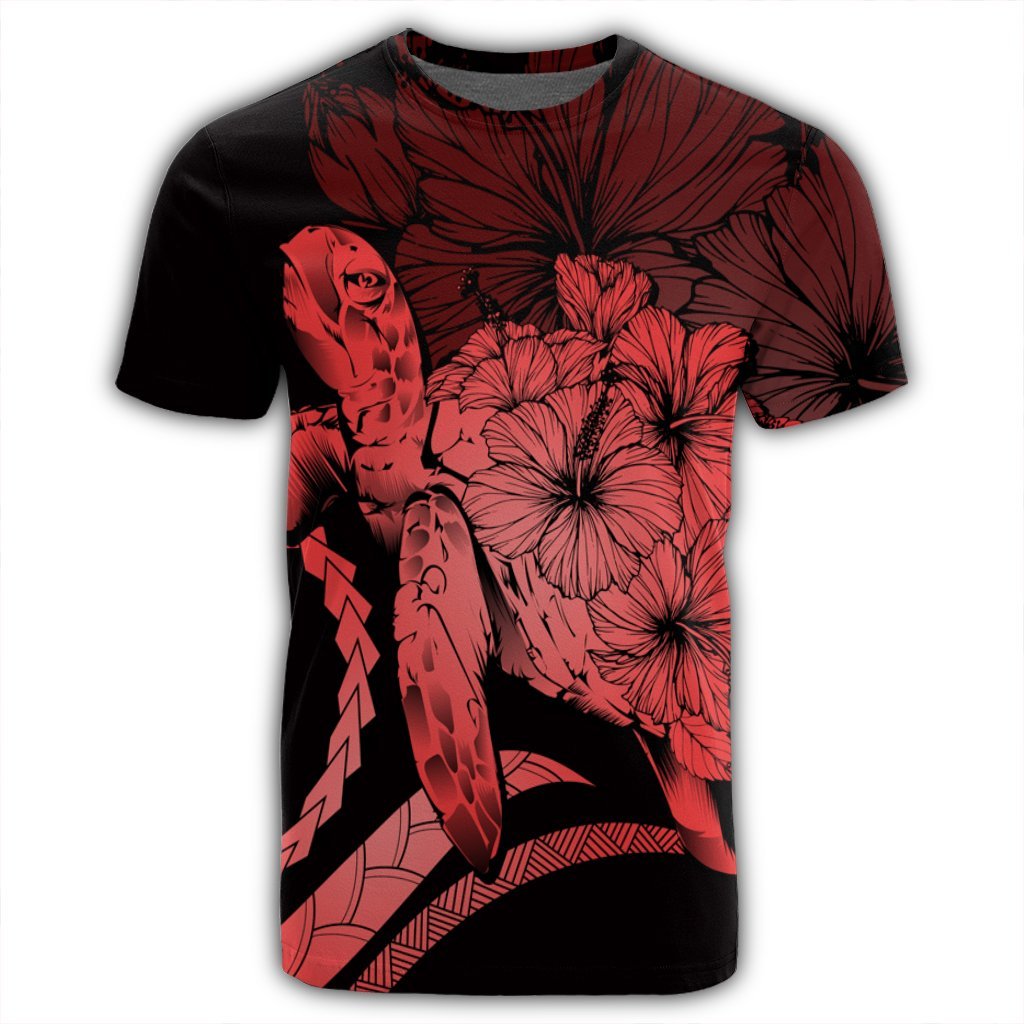 Hawaiian Hawaii Turtle Hibiscus Polynesian Vintage T Shirt Red - Polynesian Pride