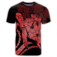 Hawaiian Hawaii Turtle Hibiscus Polynesian Vintage T Shirt Red - Polynesian Pride