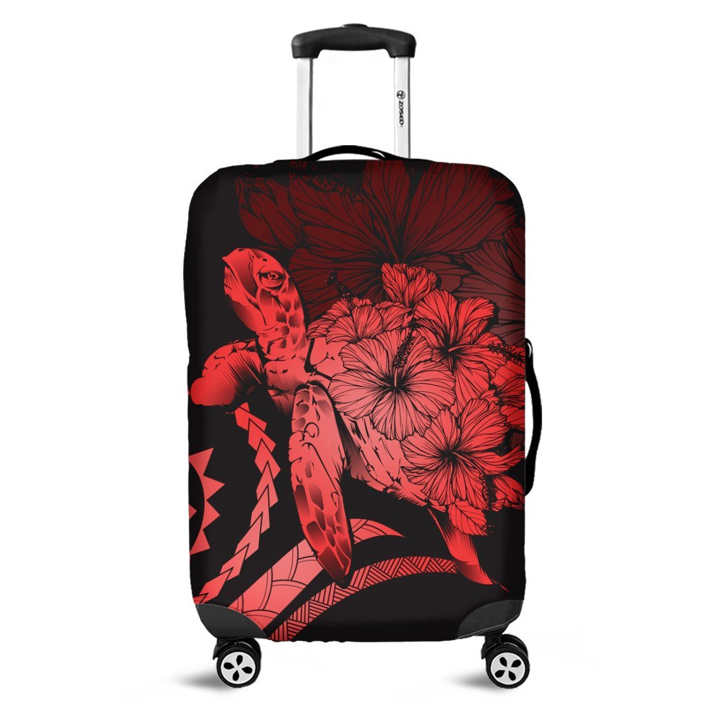 Hawaiian - Hawaii Turtle Hibiscus Polynesian Vintage Luggage Covers - Red - AH Black - Polynesian Pride