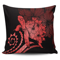 Hawaiian - Hawaii Turtle Hibiscus Polynesian Vintage Pillow Covers - Red - AH Pillow Covers Black - Polynesian Pride