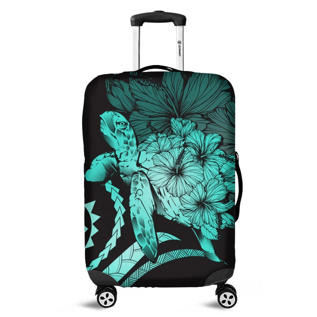 Hawaiian - Hawaii Turtle Hibiscus Polynesian Vintage Luggage Covers - Turquoise - AH Black - Polynesian Pride