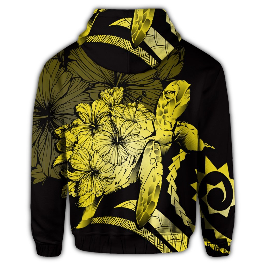 Hawaiian Hoodie Hawaiian Turtle Hibiscus Polynesian Vintage Hoodie Yellow - Polynesian Pride