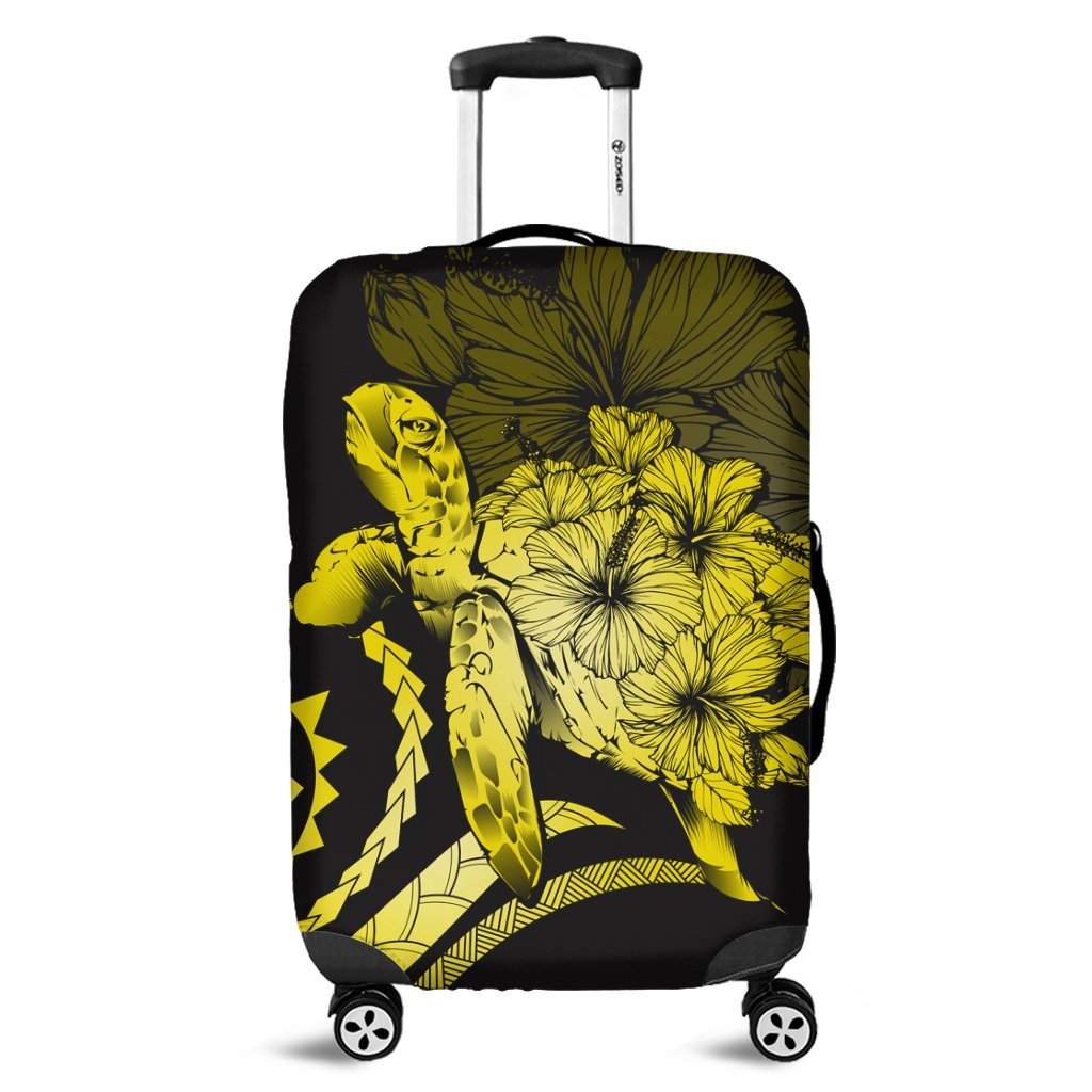 Hawaiian - Hawaii Turtle Hibiscus Polynesian Vintage Luggage Covers - Yellow - AH Black - Polynesian Pride