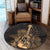 Hawaiian - Hawaii Ukulele Flower Round Carpet - Gold - AH - Polynesian Pride