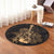 Hawaiian - Hawaii Ukulele Flower Round Carpet - Gold - AH - Polynesian Pride