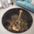 Hawaiian - Hawaii Ukulele Flower Round Carpet - Gold - AH - Polynesian Pride