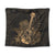 Hawaiian - Hawaii Ukulele Flower Tapestry - Gold - AH Wall Tapestry Black - Polynesian Pride