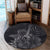 Hawaiian - Hawaii Ukulele Flower Round Carpet - Gray - AH - Polynesian Pride