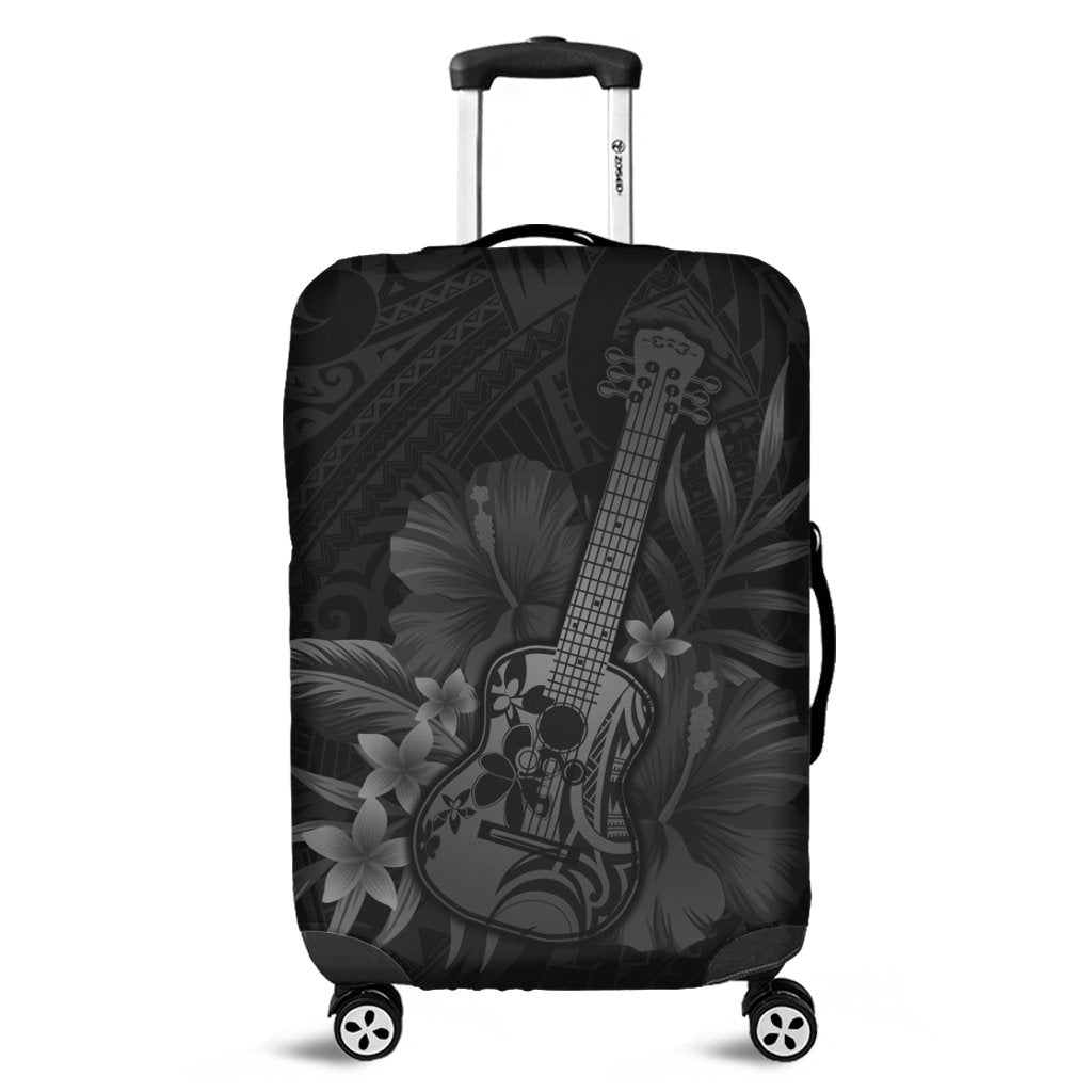 Hawaiian - Hawaii Ukulele Flower Luggage Covers - Gray - AH Black - Polynesian Pride