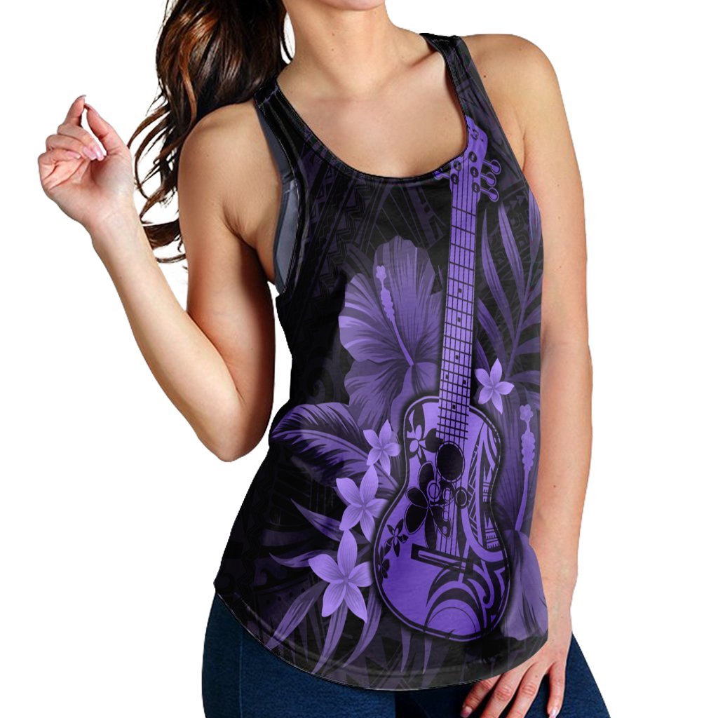Hawaiian - Hawaii Ukulele Flower Racerback Tank - Purple - AH - Polynesian Pride