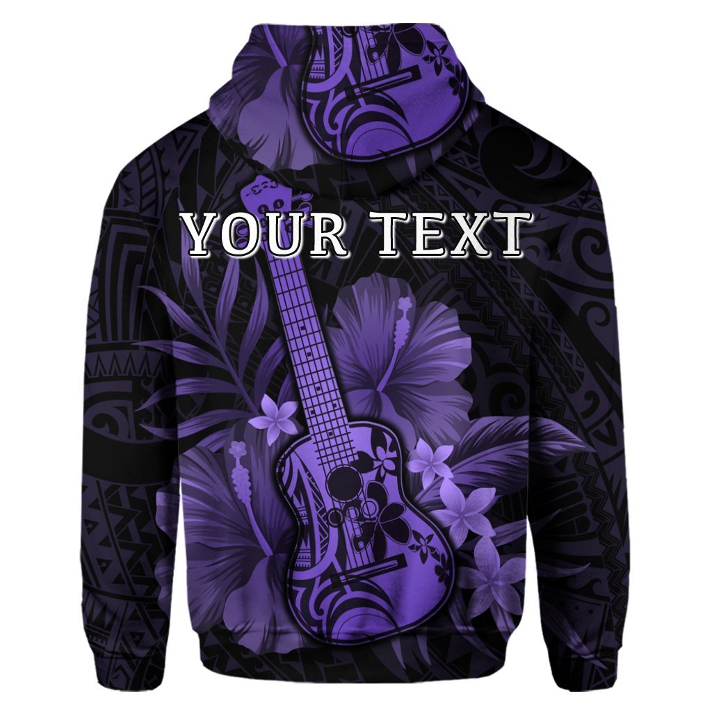 Custom Hawaiian Hawaii Ukulele Flower Hoodie Purple - Polynesian Pride