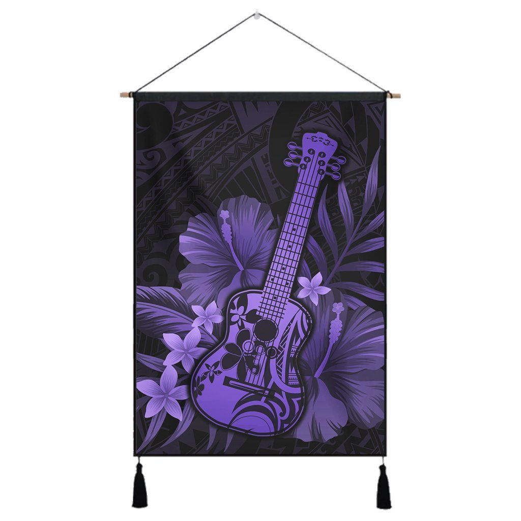 Hawaiian - Hawaii Ukulele Flower Hanging Poster - Purple - AH Hanging Poster Cotton And Linen - Polynesian Pride