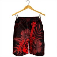 Hawaiian - Hawaii Ukulele Flower Men's Shorts - Red - AH - Polynesian Pride