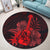 Hawaiian - Hawaii Ukulele Flower Round Carpet - Red - AH - Polynesian Pride