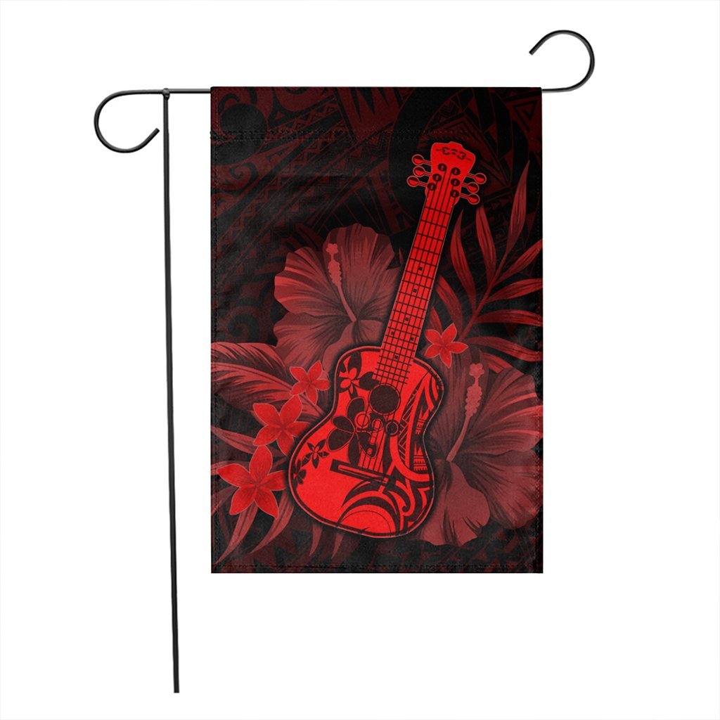 Hawaiian - Hawaii Ukulele Flower Flag - Red - AH - Polynesian Pride