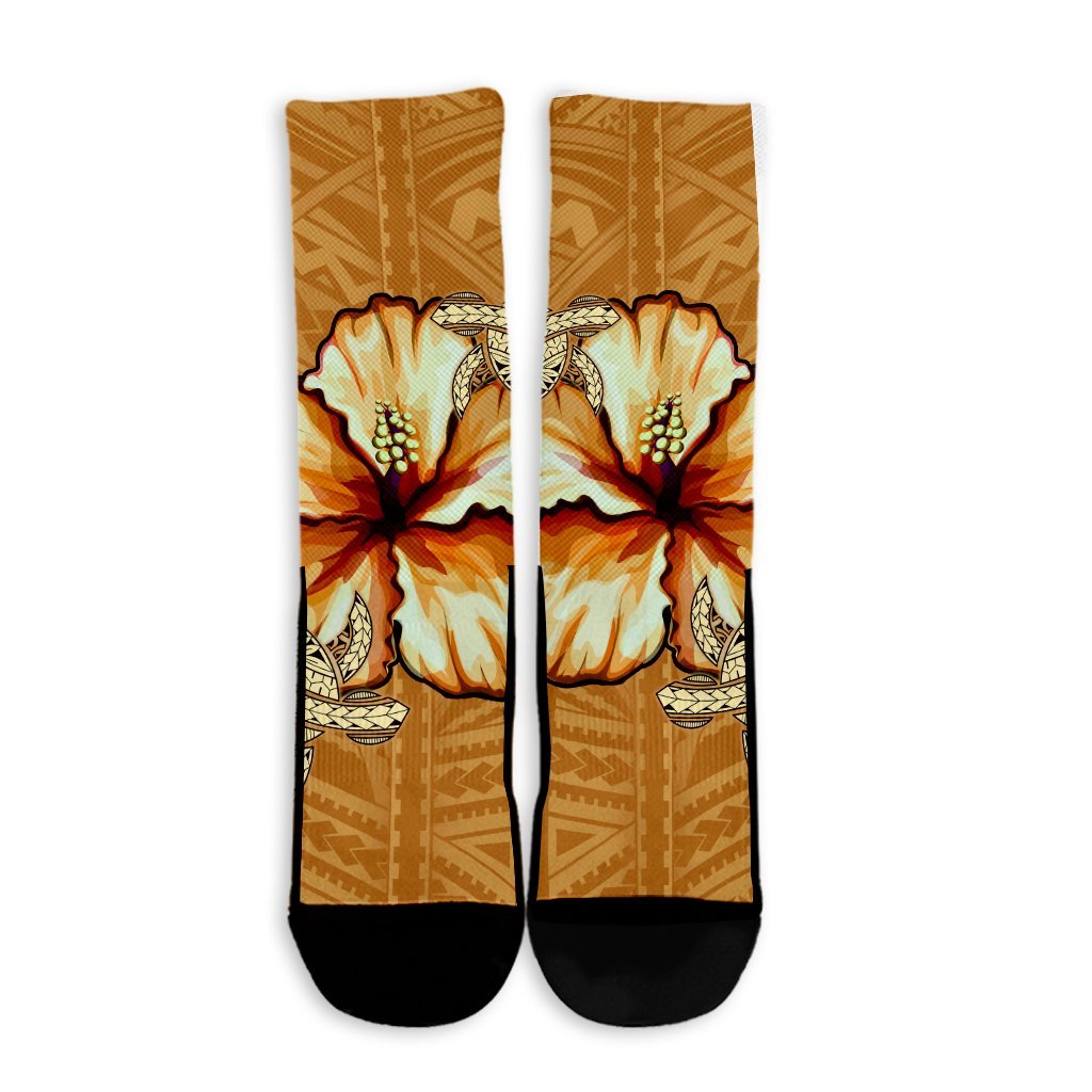 Hawaiian Vintage Hibiscus Crew Socks AH - Polynesian Pride