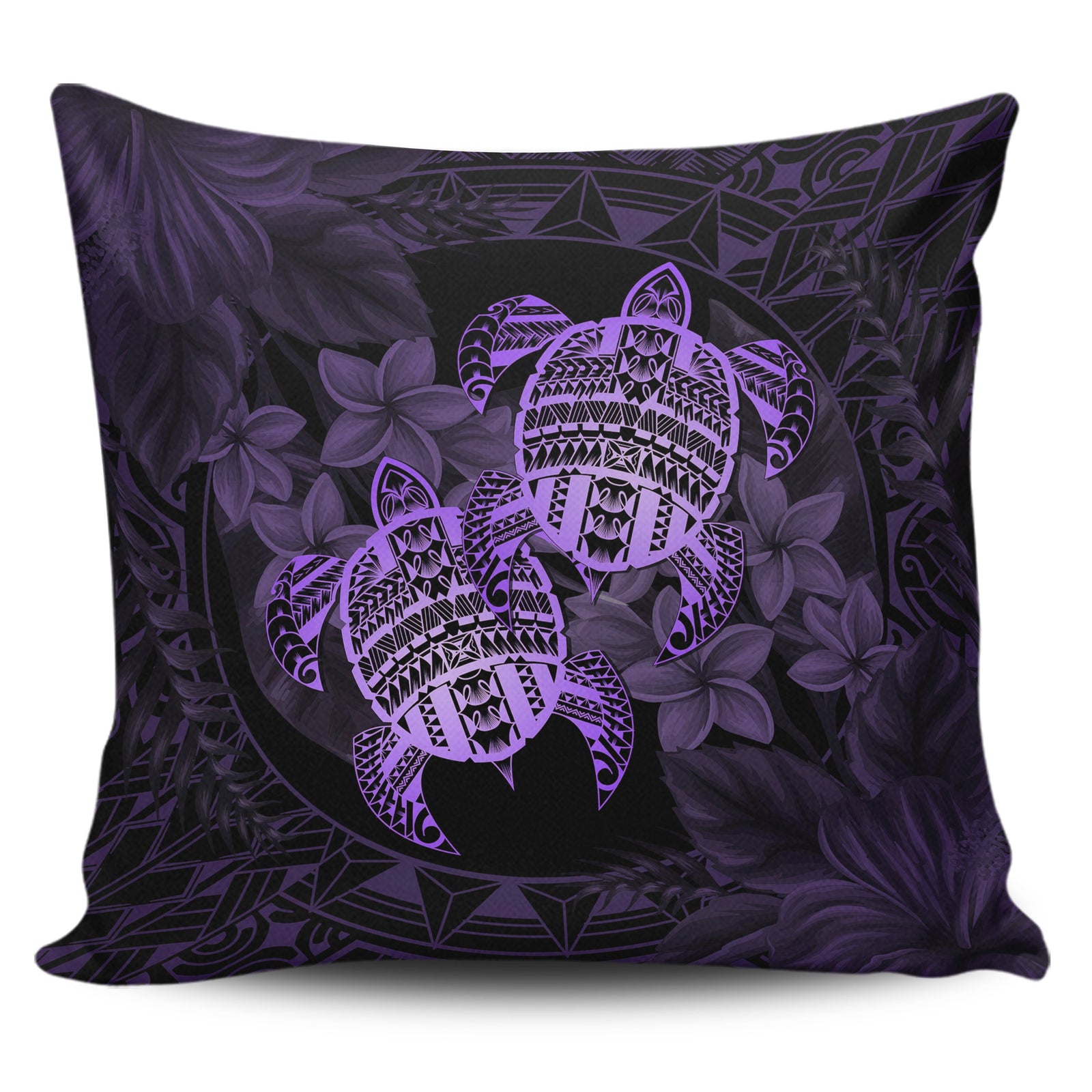 hawaiiPillow Case - Turtle Strong Pattern Hibiscus Plumeria Violet AH One Style Zippered Pillow Case 18"x18"(Twin Sides) Violet - Polynesian Pride