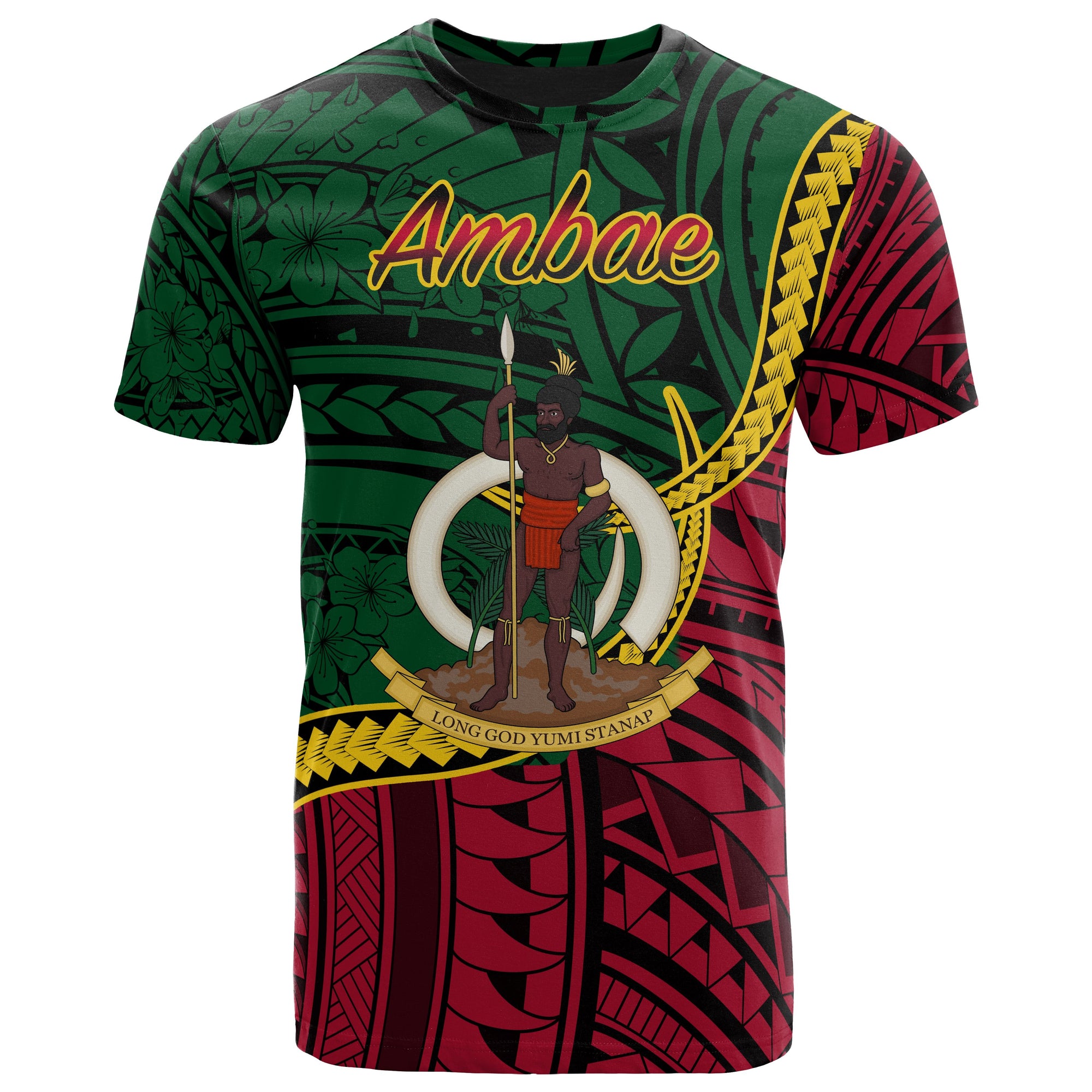 Vanuatu T Shirt Ambae Seal of Vanuatu Polynesian Patterns Unisex Green - Polynesian Pride