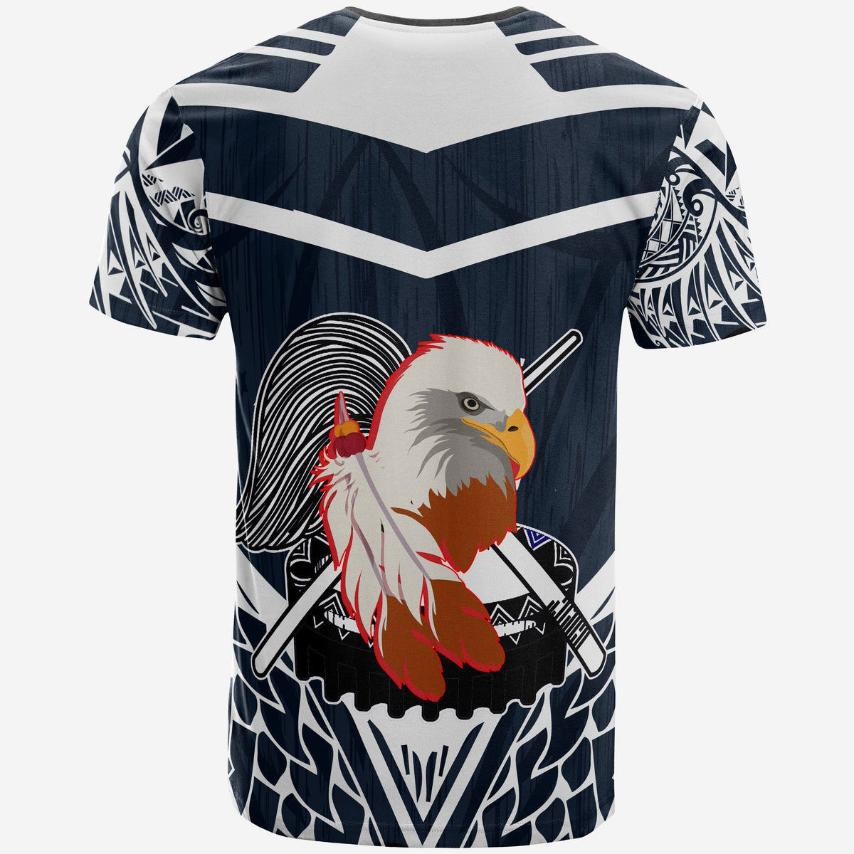 American Samoa Custom T Shirt The Eagle With Polynesian Pattern Version Black - Polynesian Pride